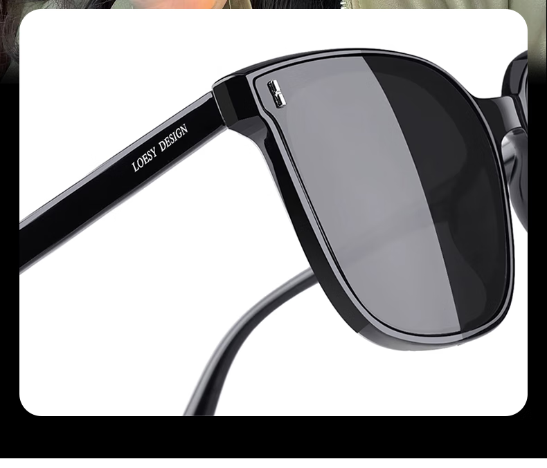 LOESY Versatile Slimming Fashion Polarized Sunglasses UV Protection Driving Black Frame Black Gray Nylon Non-Polarized 3