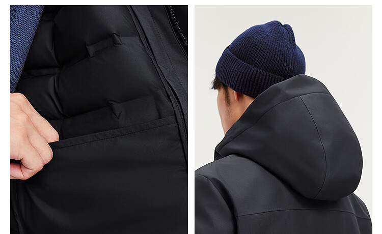 BOSIDENG 2025 Winter Classic Business Detachable Hood Short Stand Collar Mall Style Down Jacket 4