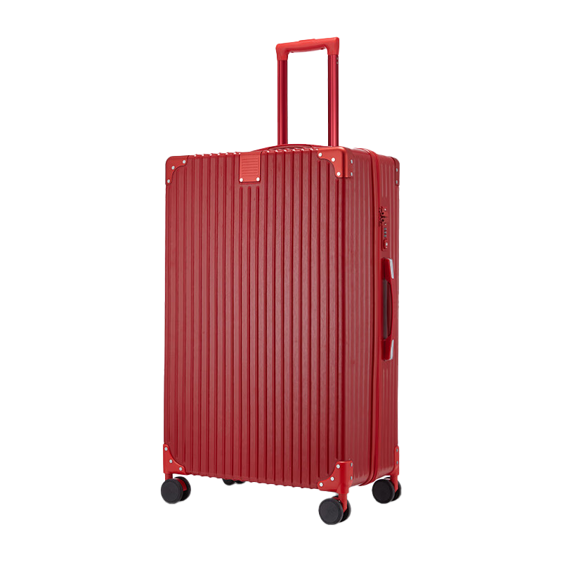 ELLE French Luggage, Stylish Red 22-Inch Wedding Dowry Suitcase, Password Lock Trolley Case for Women's Travel
