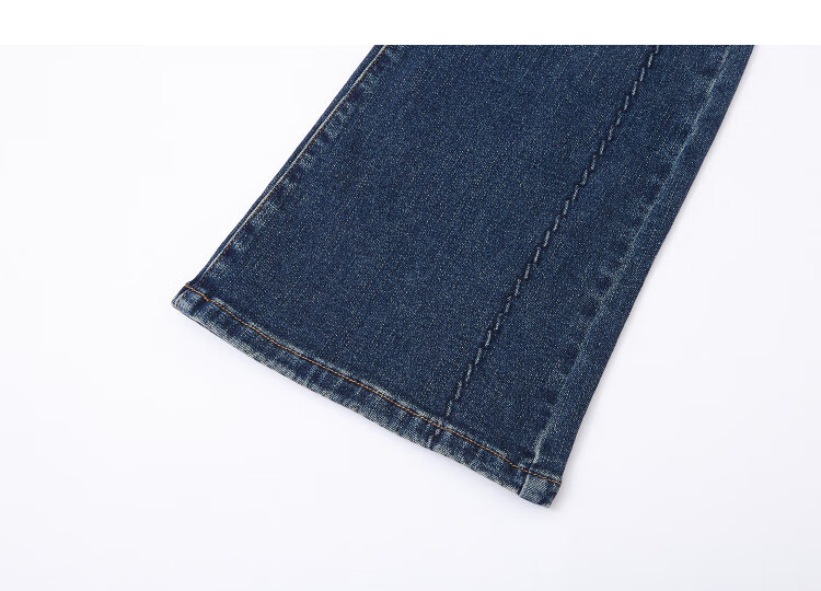 Demana [Fleece Lined Version] Winter Hand-Washed Warm Cloud Cotton Flared Slim Stitching Washed Women's Jeans 14