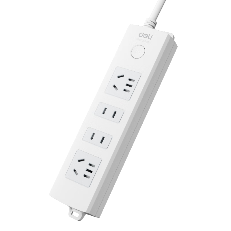 Deli 3C Certified National Standard Safe Power Strip/power Bar/power Board/power Adapter/power Strip/extension Cord, Master Switch, Child Protection Door, 4 Outlets, 2 Meters, 18201
