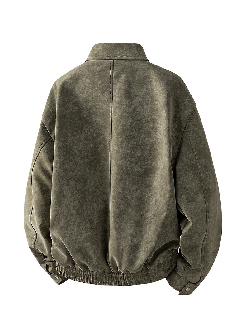 MARK FAIRWHALE Men's Turn-down Collar Jacket Autumn New Trendy Casual Retro Workwear Leather Coat Men's Outerwear Bean Green XL 15