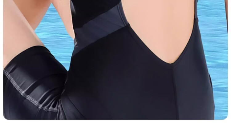 Xtep Women's Conservative High-End Professional Competitive Slimming Tummy Control One-Piece Five-Point Training Swimsuit 12