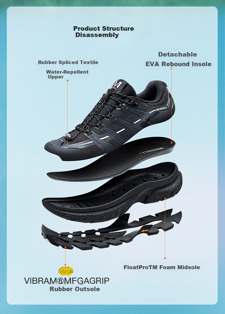 Merrell Outdoor Hiking Shoes, FREE STRIDE Model for Men And Women, Shock-Absorbing Non-Slip Mountaineering Shoes, Black, Size 45 4