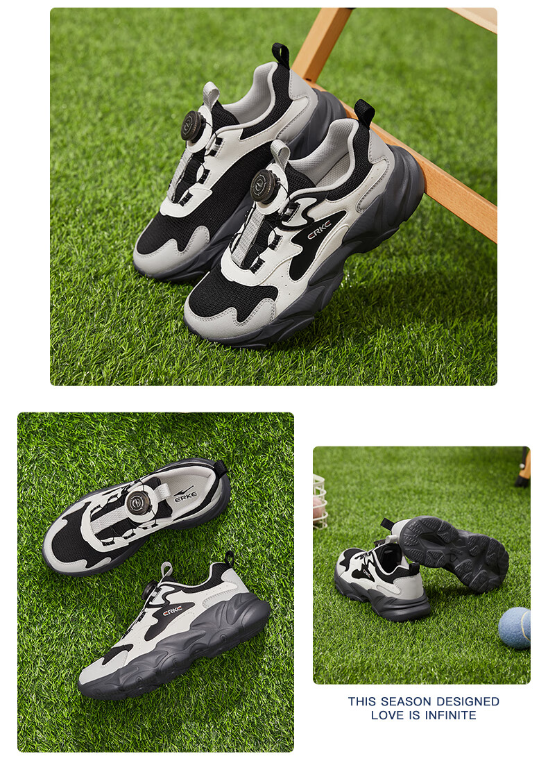 ERKE Kids Casual Shoes Boys and Girls Mesh Breathable Cushioning Running Shoes Microcrystal White/Moonstone Gray/Steel Gray Size 37 36