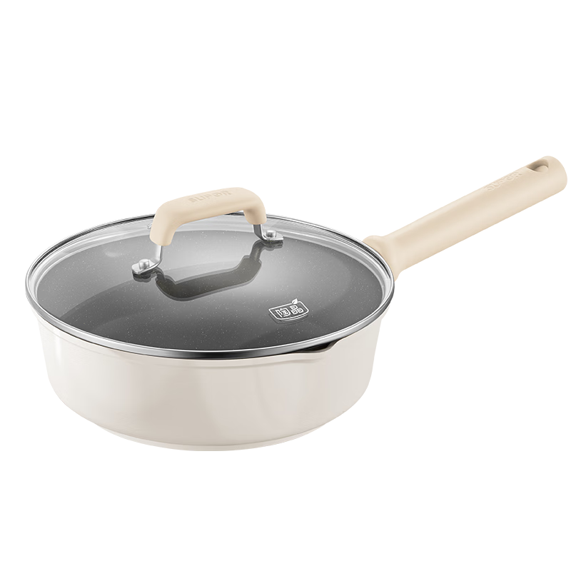 SUPOR Deepened Ceramic Non-Stick Frying Pan Oil-Collecting Flat Bottom Skillet Steak Egg Home Lightweight Small Stir-Fry Pan Compatible with Induction Cooker