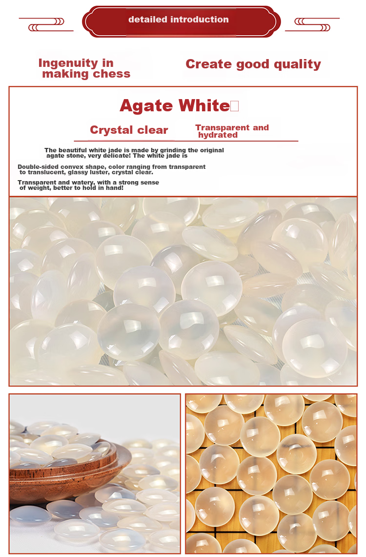 Yusheng Agate Go Board, Black And White Double-Sided Five-In Go Board, High-Quality Jade Natural Agate with PU Chess Board Set 3