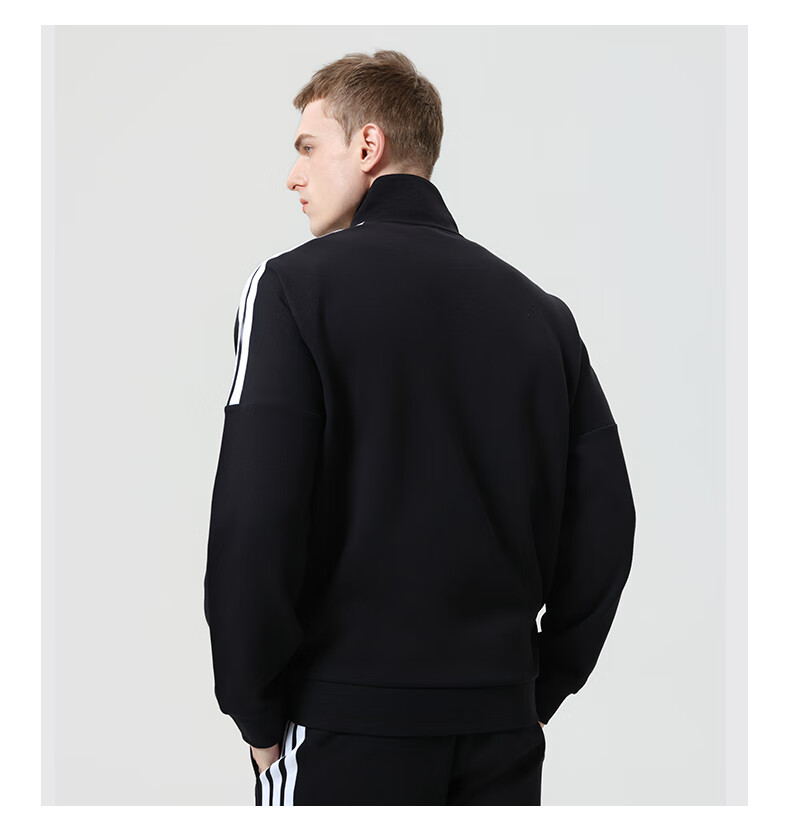 Adidas Men's Jacket 2026 Spring New Knit Stand Collar Windproof Cotton Sportswear Blue White L 6