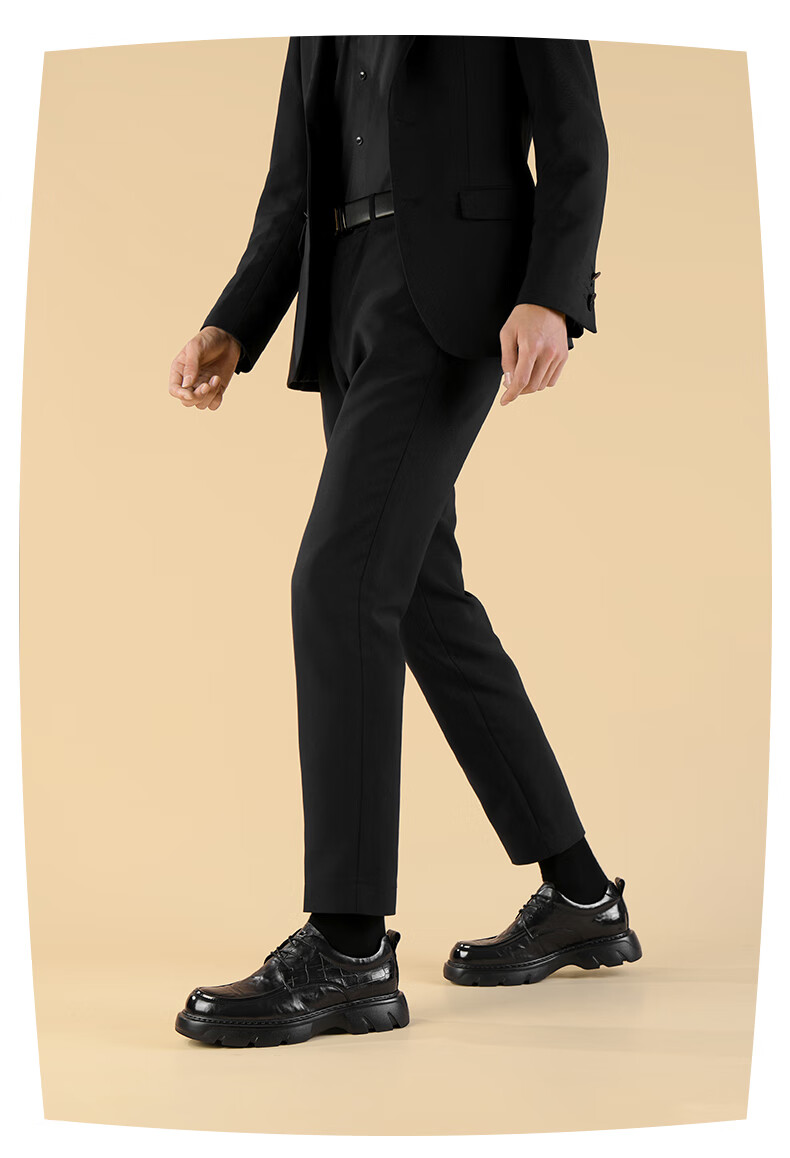 HLA Men's British Style Thick Sole Height Increasing Business Casual Derby Shoes HAAPXM3EBI302 Black Size 39 7