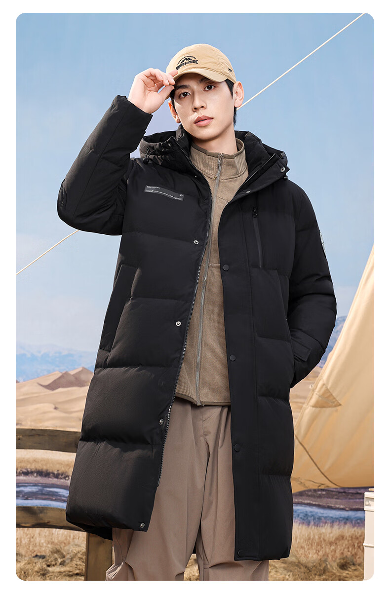 SNOWFLYING Autumn And Winter Oriental Minimalist Luxury Style Fashion Casual Comfortable Silhouette Men's "H" Version Printed Stand-Collar Hooded down Jacket 5