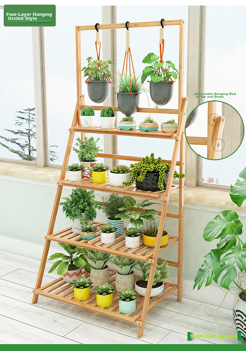 Yijia Flower Stand, Balcony Plant Rack, Multi-Layer Indoor Foldable Flower Stand, Home Simple Storage Rack, 3 Tiers 80 7