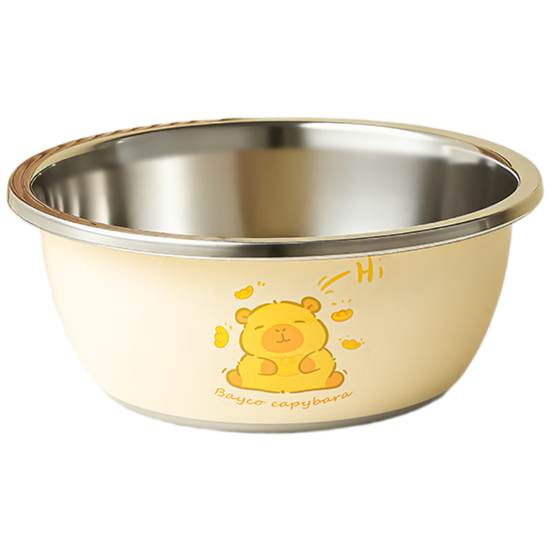 Bayco Stainless Steel Food Grade Mixing Bowl for Washing Vegetables, Kneading Dough, and Cleaning Baby Bottles BX27673