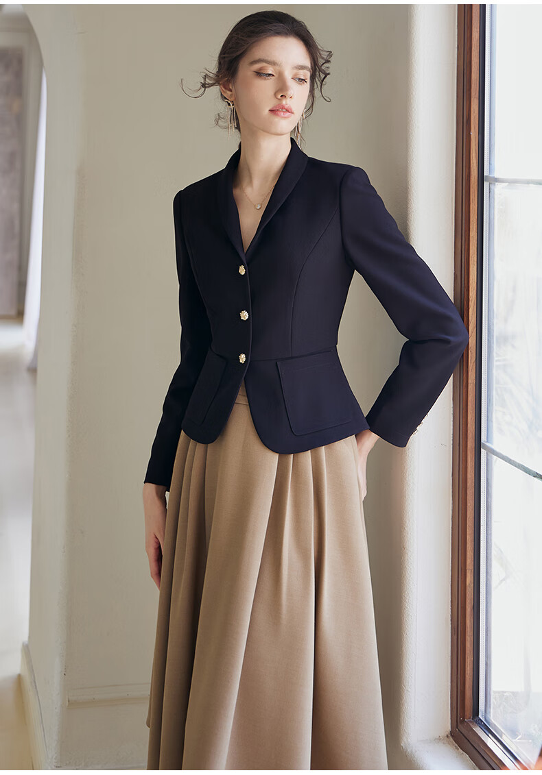ROEYSHOUSE Women's Intellectual Formal Blazer 2026 Spring Slim Fit Long Sleeve Short Jacket 07455 Black S 10