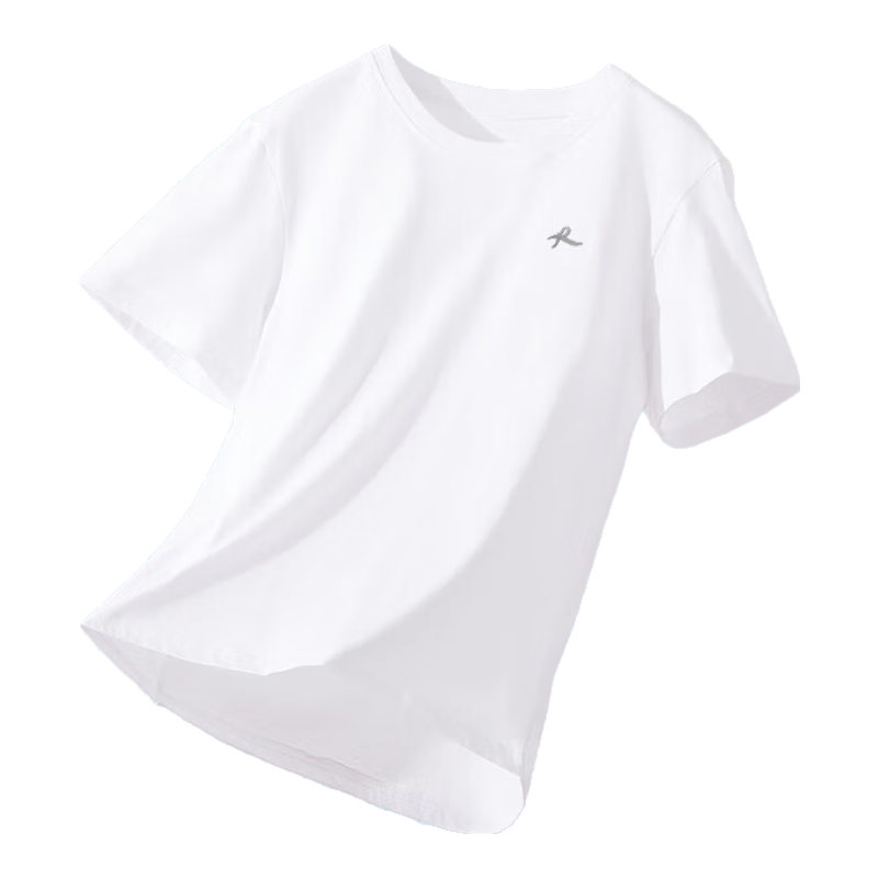 LangSha Short-Sleeve T-Shirt for Men And Women, Autumn Season, White Round Neck, Trendy Versatile Casual Sports Breathable Undershirt