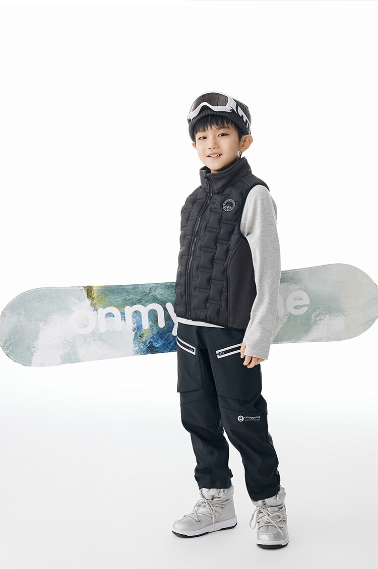 Onmygame [Light Warm Series] Children's Triple-Protection down Vest Autumn And Winter Wear Waistcoat, Space Black, 110 11