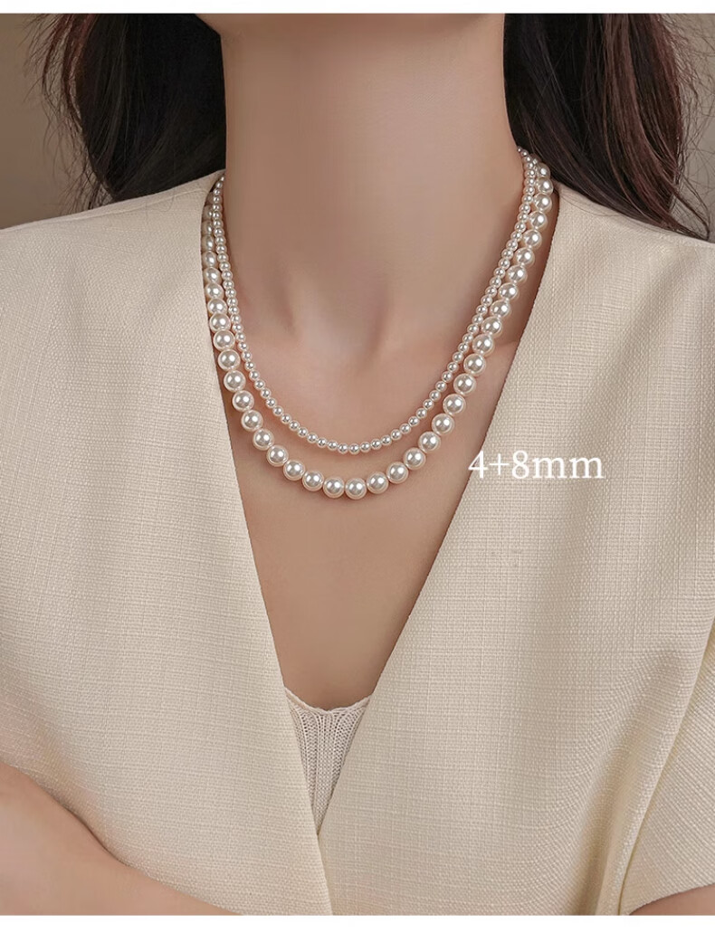 Chow Tai Fook Women's Necklace Strong Luster Round Shi Family Pearl Clavicle Chain Birthday Gift for Mom Mother's Day Present 12
