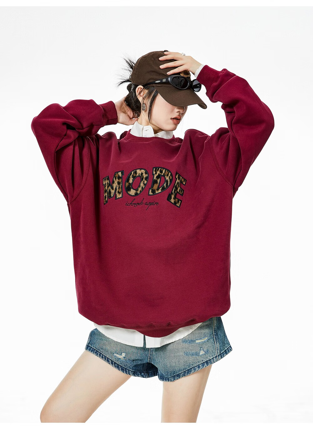 ICH MODE American Style Gray Crewneck Sweatshirt Women 2026 Spring New Loose Casual Jacket Top Light Gray S 38