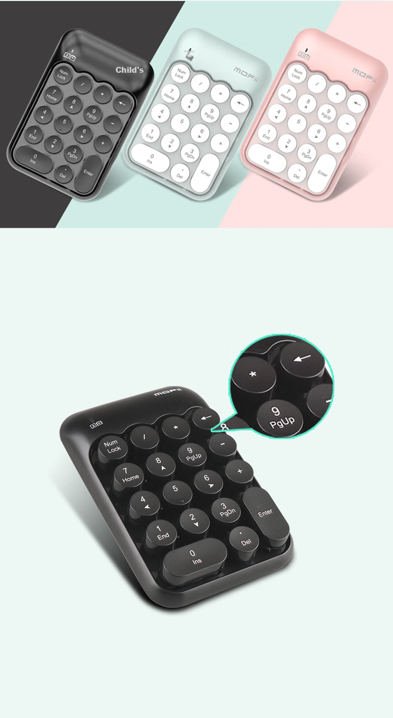 Mofii X910 Wireless Laptop Digital Keypad, USB Wireless Keyboard, Mini Financial Accounting Keyboard, Bank Keyboard, Milk Tea Color Mixed Patter 2