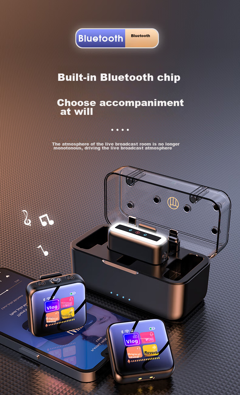 Haomuren Wireless Microphone Clip-On Mic, Dual-Channel Audio Recorder, TikTok Live Streaming Sound Card, Live Recording Equipment, Singing Noise Reduction Video Interview Microphone for Mobile Phone Camera And Computer 18