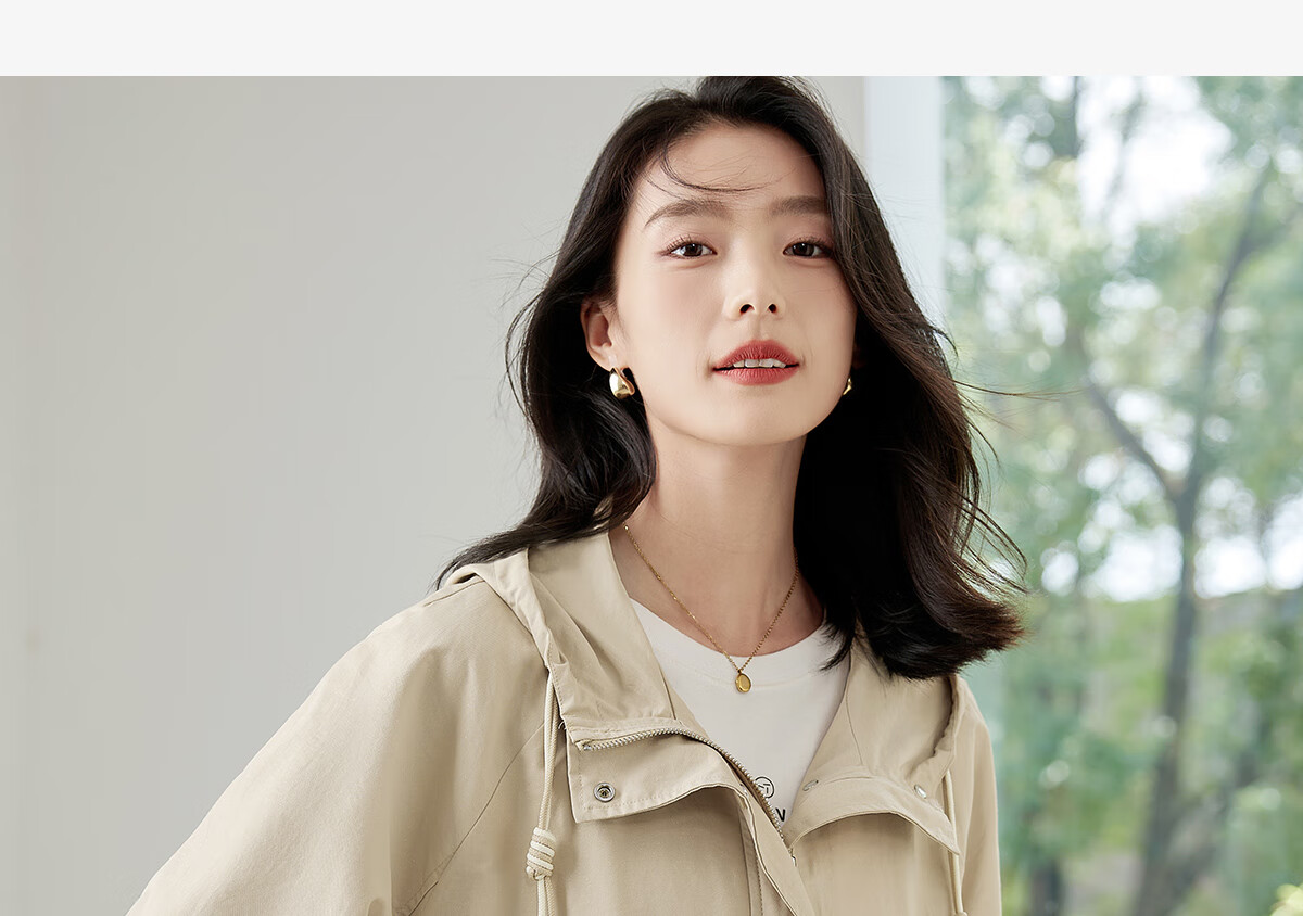 Chushen Spring and Autumn Short Jacket for Women with Hood, Exquisite Pocket Design, Versatile Loose Casual Top Coat S143U2011 3
