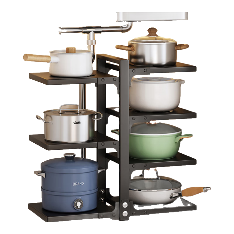 PINYU Kitchen Storage Rack, Pot Organizer Shelf, Multi-Layer Pot Rack for Home Use, Multifunctional Under-Sink Cabinet Divider for Pots And Pans