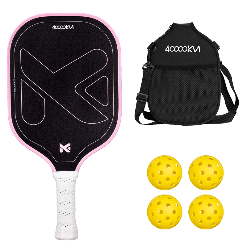 40,000 Kilometers Pickleball Paddle Set Fiberglass Single Paddle PP Honeycomb Core Durable Beginner Practice Paddle Red Feather