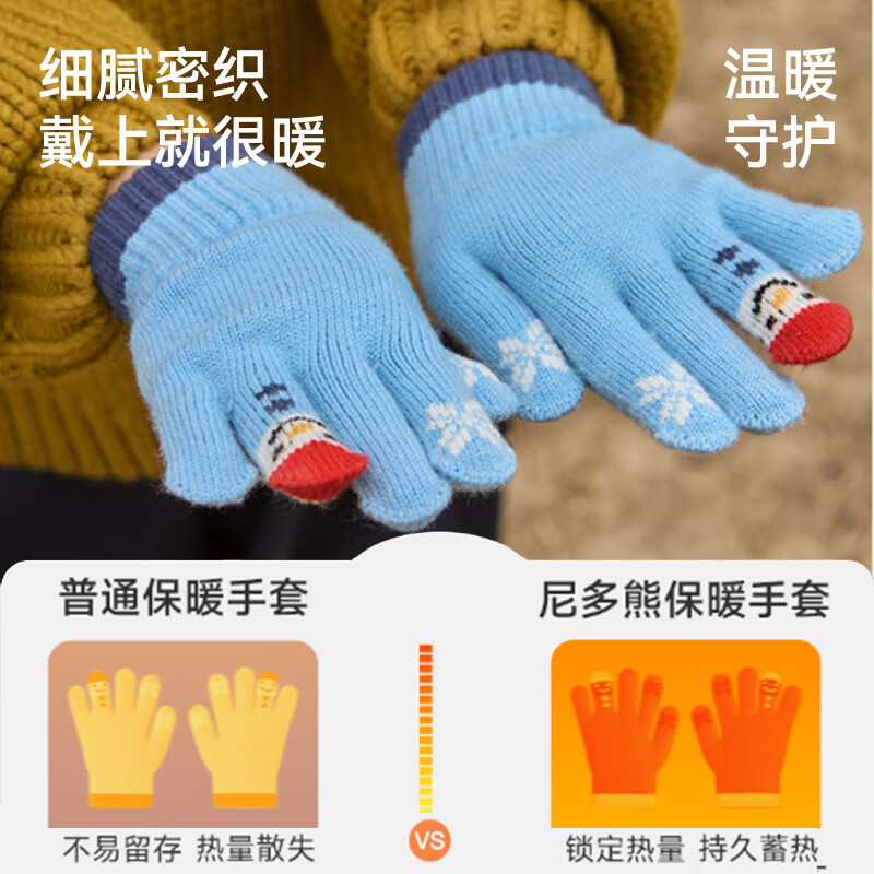 Niduoxiong Kids Gloves 3-6 Years Winter Warm Baby Gloves Boys Girls Five-Finger Knitted Gloves Autumn Winter