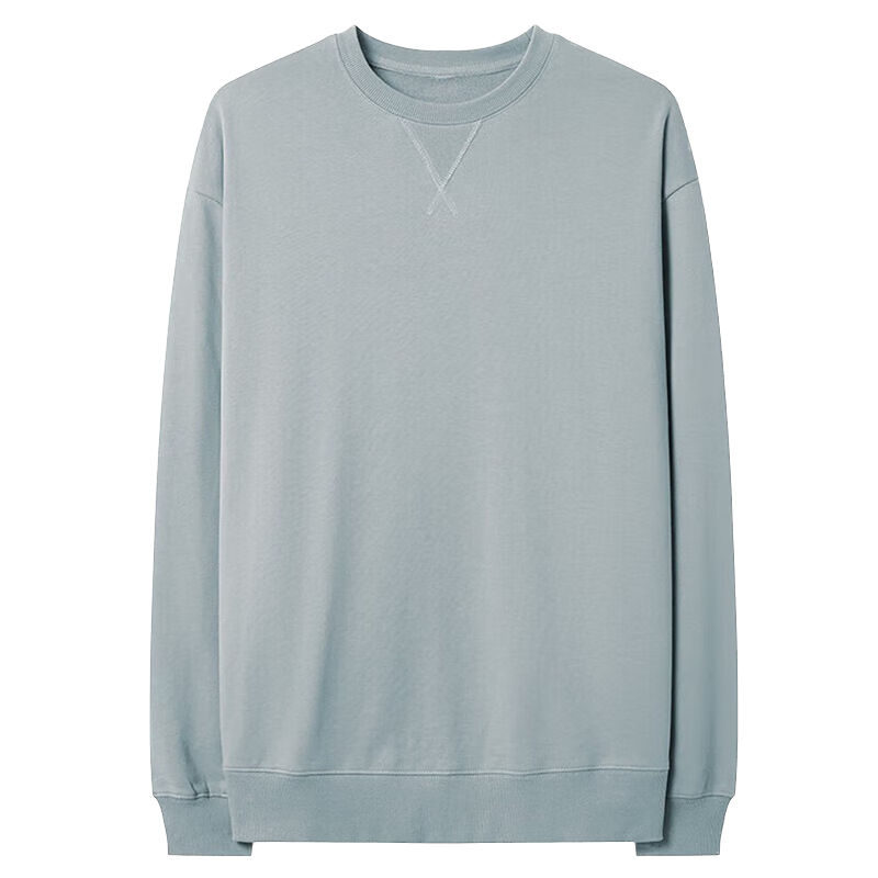 MARKLESS Men's Cotton Sweatshirt, Spring Season, 100% Cotton, Casual Round Neck Top, Inner Layer Pullover, 0434, Twilight Blue, Size L