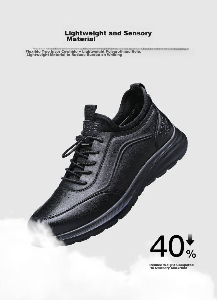 CARTELO Genuine Leather Men's Shoes, Business Casual Sports New Style for Autumn And Winter, Soft Thick-Soled Versatile Commuter Work High-End Black 42