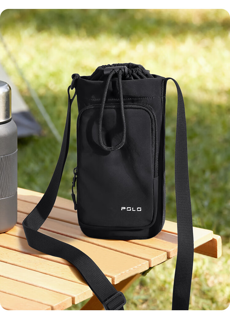 POLO Women's Drawstring Shoulder Bag Large Capacity Phone Bag Sports Crossbody Bag with Water Bottle Holder Wide Opening Sling Bag 20