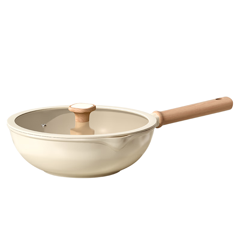 Amercook Titanium Ceramic Non-Stick Frying Pan Small Single-Person Flat Bottom Stir-Fry Pan Titanium Cookware Compatible with Induction and Gas Stoves