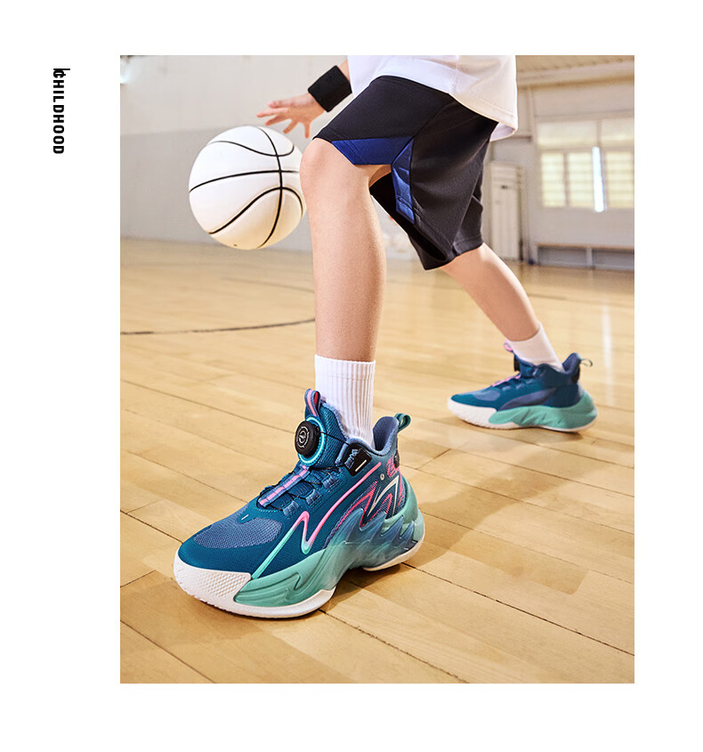 ERKE Kids Boys Basketball Shoes Children's Youth Cushioning Dial Buckle Sneakers Asphalt Blue/Original Force Blue Size 38 24