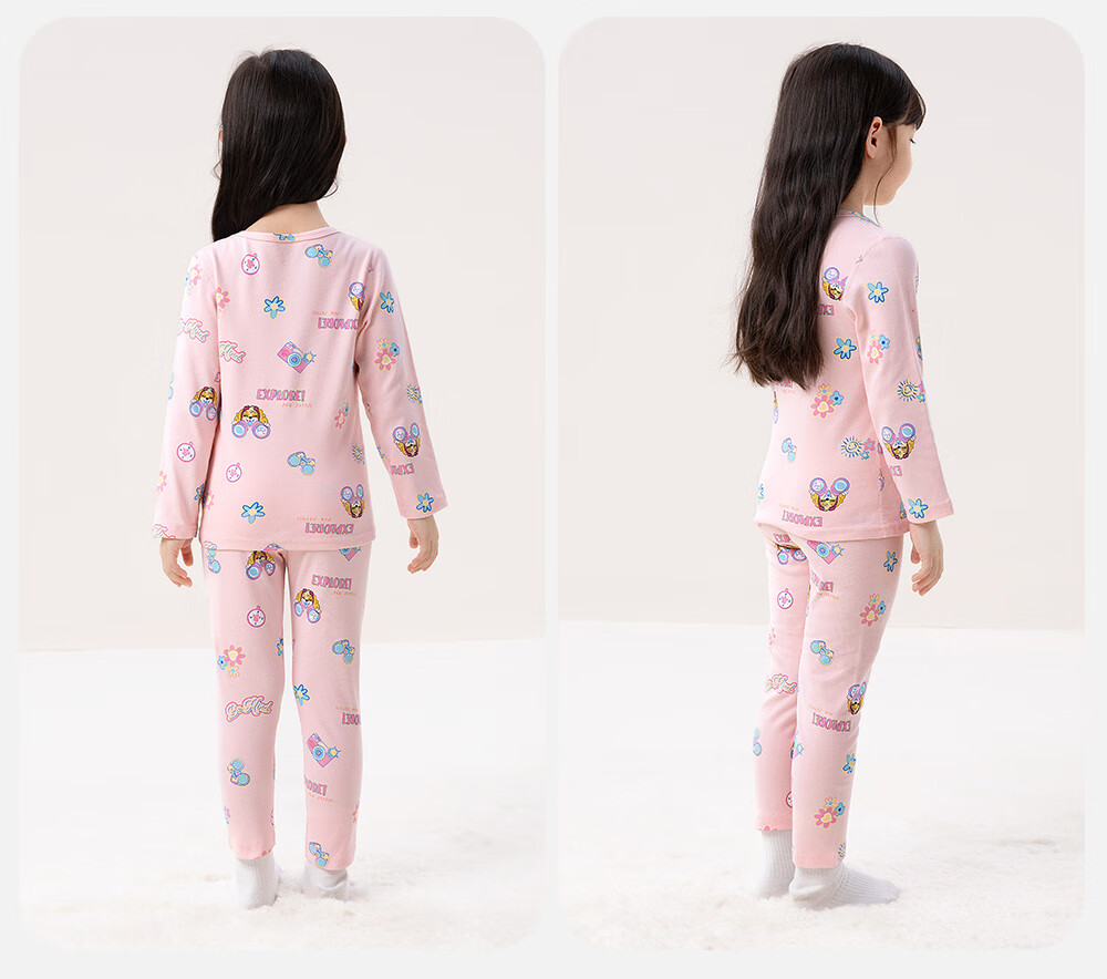 PAW PATROL Kids Pure Cotton Underwear Set Class A 7A Antibacterial Boys and Girls Autumn Long Johns Pajama Cotton Sweater Set Beige 140 9