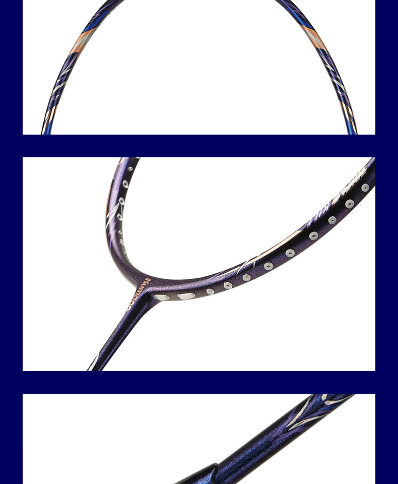 Kumpoo Badminton Racket, Three-Point King, Full Carbon Fiber, 4U, for Beginners to Advanced Players, Durable for Competition, Single Racket, Three-Point Purple (Pre-Strung) 1