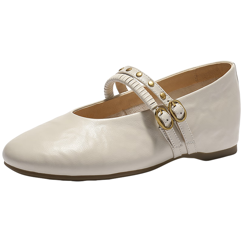 SENDA Mary Jane Women's 2026 Spring New Lambskin Mall Same Style Hidden Heel Flats XWB01AQ6 Off-White 38