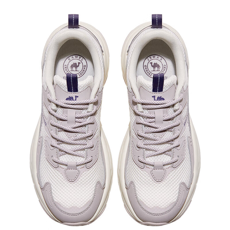 CAMEL Spark 2nd Generation Retro Casual Women's Dad Shoes Non-Slip Grip K26BX5L3038 Ivory White/Purple Size 38
