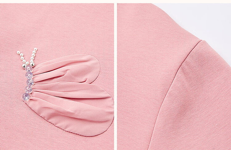 DME 350G Air Layer Spring 3D Butterfly Patch Beaded Loose Fit Flesh-Hiding Women's Sweatshirt 14