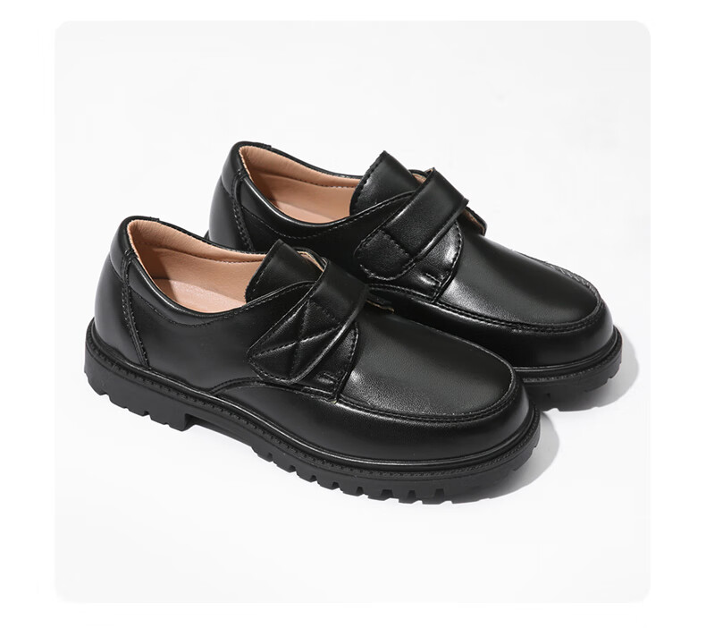 Guniya Children's Leather Shoes, Boys' British Style Performance Shoes, Formal School Etiquette Leather Shoes, Matte British Style, Size 37 12