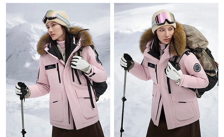 Bosideng Extreme Cold Goose Down Jacket Unisex Couple Thickened Winter Warm Windproof Coat with Large Fur Collar 17