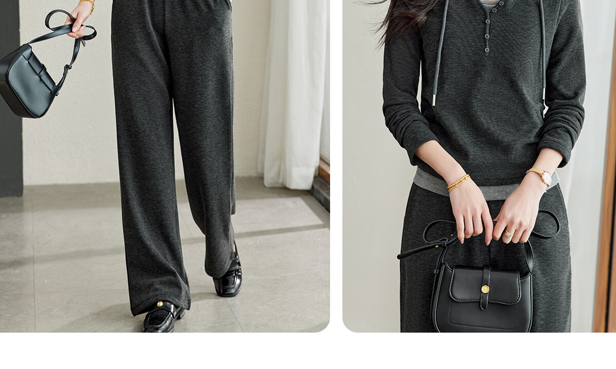 YUZHAOLIN 2025 Spring Casual Set Fake Two-Piece Sports Style Hooded Top with Straight-Leg Pants Set Y51K078 14