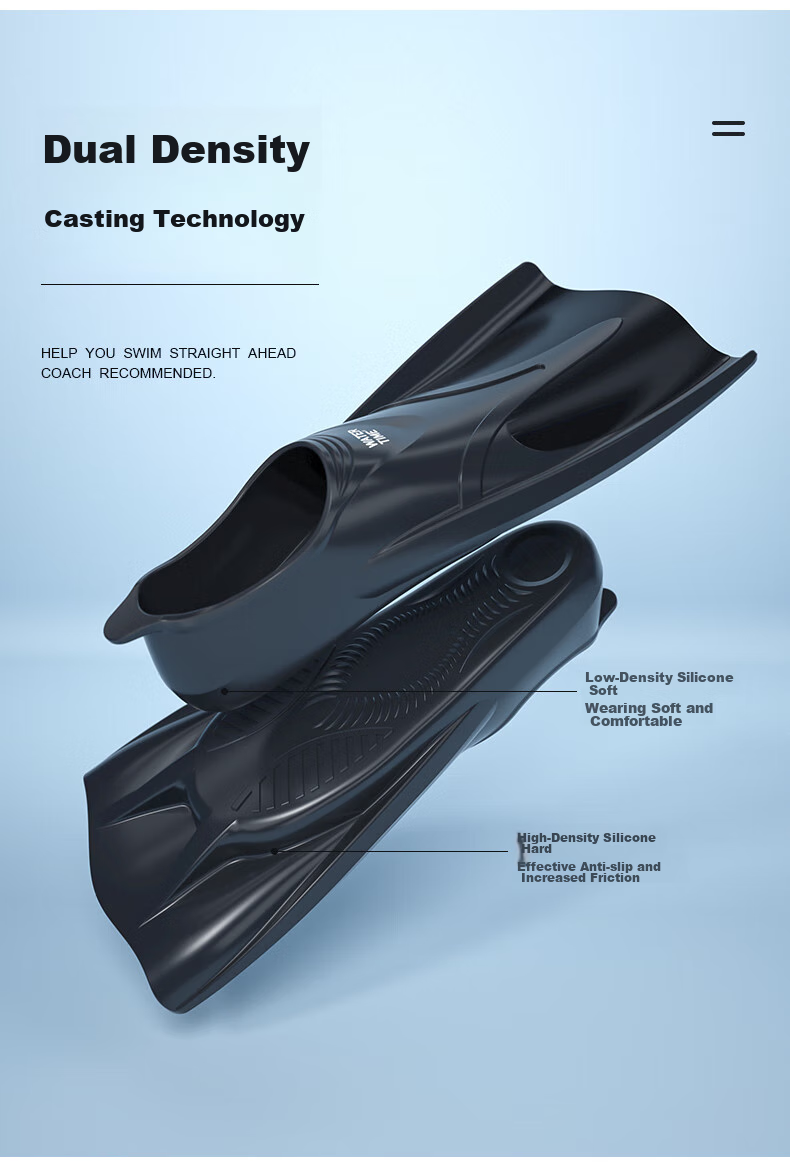 WATERTIME / Shuichuan Swimming Flippers Training Short Flippers Snorkeling Freestyle Adult Children Professional Swimming Equipment Black XS 3