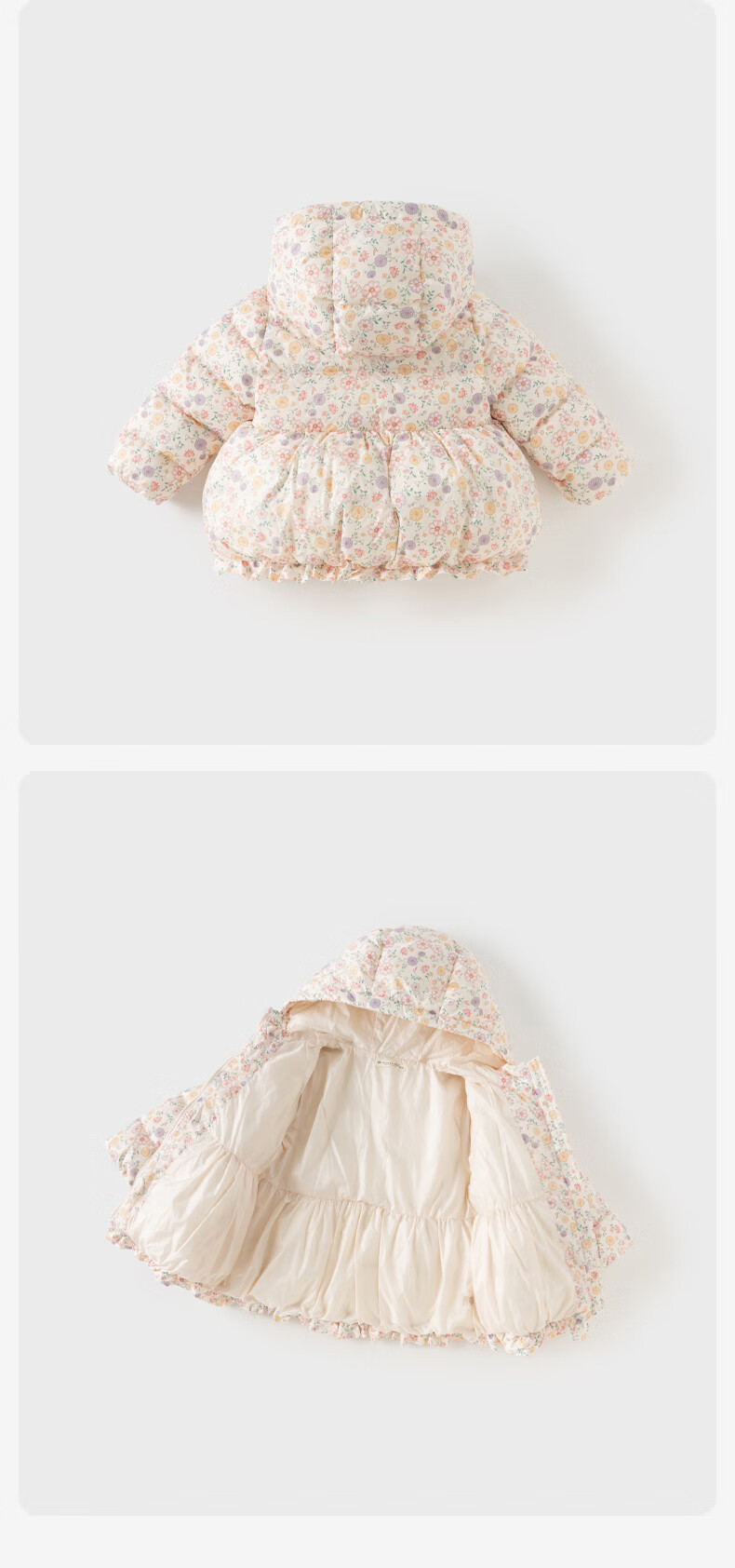 DAVE & BELLA Kids Antibacterial Down Jacket Girls Waterproof Coat Baby Winter Floral Top 2