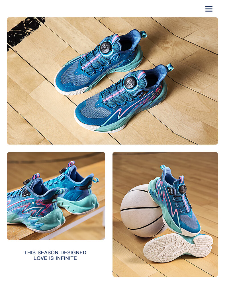 ERKE Kids Boys Basketball Shoes Children's Youth Cushioning Dial Buckle Sneakers Asphalt Blue/Original Force Blue Size 38 20