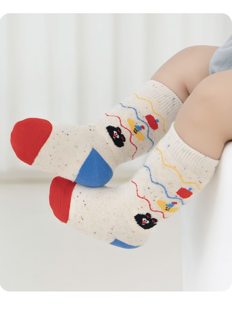 Growth Baby Socks Spring and Autumn Thin Cotton Seamless Calf Socks Soft Cuffs Non-binding Antibacterial Infant Long Socks for Boys 2