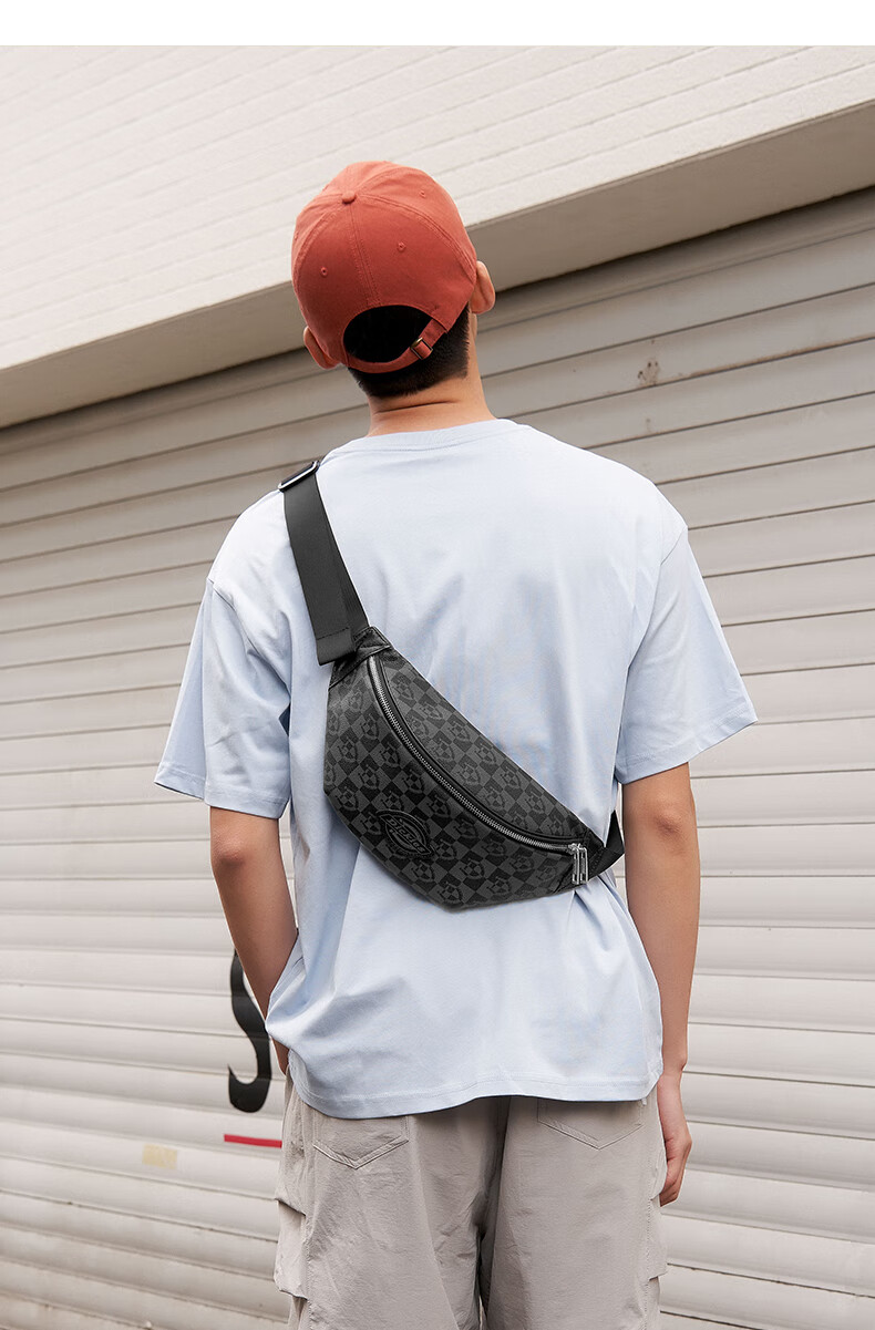 Dickies Commuter Single Shoulder Crossbody Sports Outdoor Hiking Large Capacity Checkered Unisex Waist Chest Bag Denim Blue 15