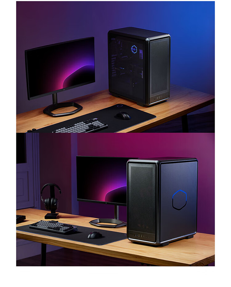 CoolerMaster MF400 Mesh Black MATX Aluminum Airflow PC Case Horizontal/Supports 360mm Radiator Magnetic Hinged Cover Pre-installed Fans Backplate Motherboard 2