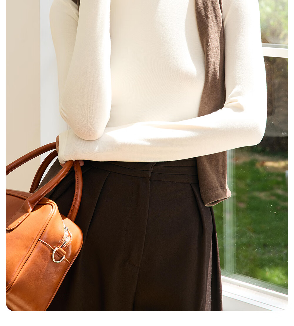 Modal Half Turtleneck Base Layer Women's Autumn Winter New Wool Warm Knit Sweater Premium Long Sleeve Top White 11