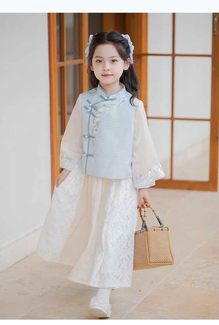 Qibao Hanfu Girls Spring Autumn 2025 New Children's National Style Baby New Chinese Children's Clothing Frost 130 12