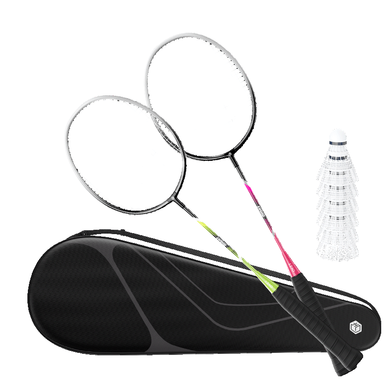 JD Original Rainbow 300 Badminton Racket Set for Beginners, Ultra-Light Durable Training And Competition Adult Double Rackets with Shuttlecocks Included