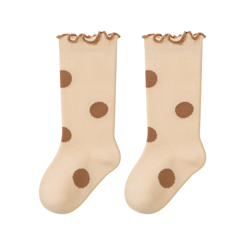 Growth Baby Socks Spring and Autumn Pure Cotton Seamless 0-3 Months Newborn Autumn Lace Cuff Non-Restrictive Long Tube Socks
